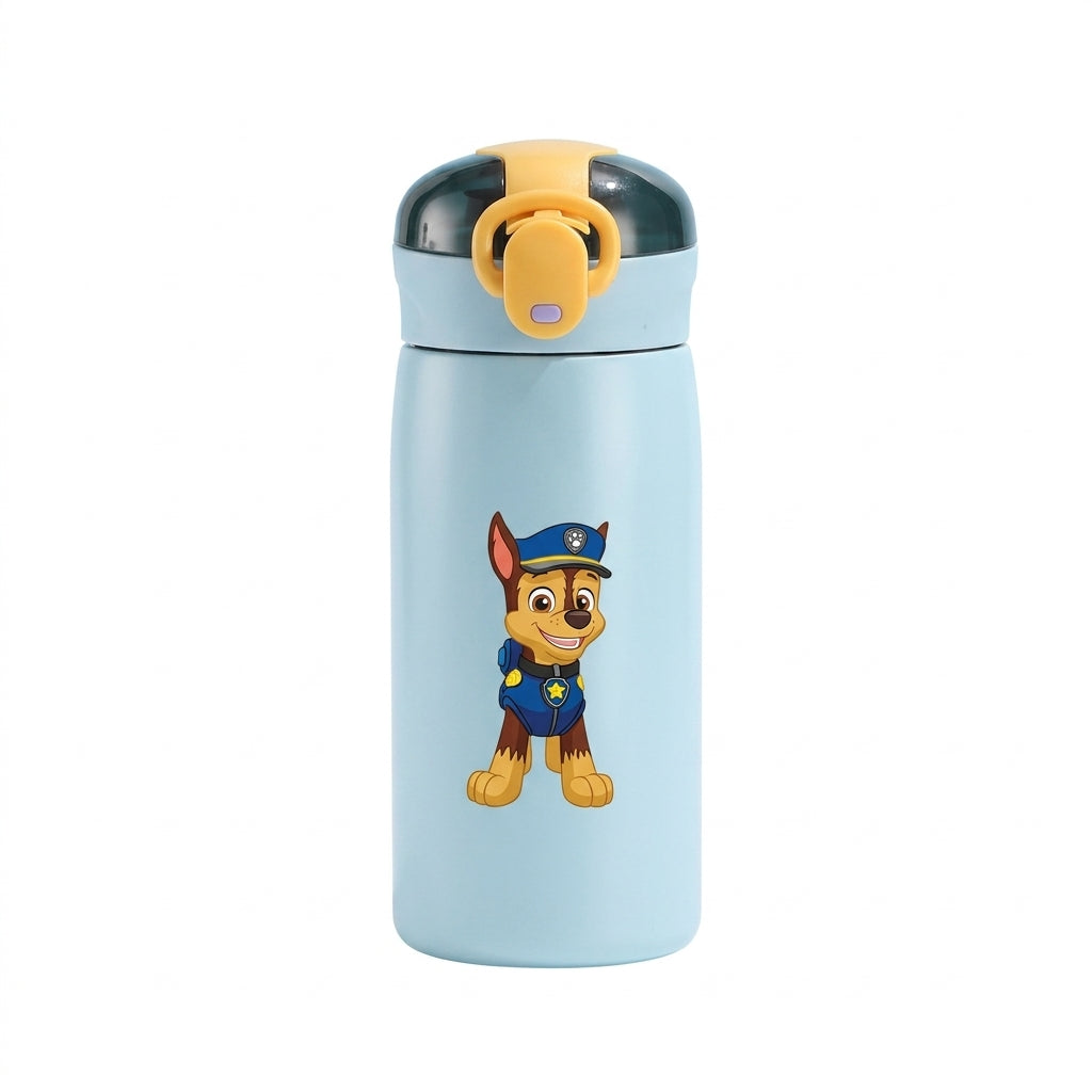 Gourde isotherme inox Pat' Patrouille 460 ml, bleu ciel, Chase debout