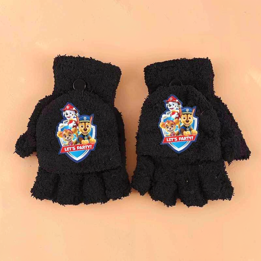 Gants Pat Patrouille noirs avec écussons « Let's Party »