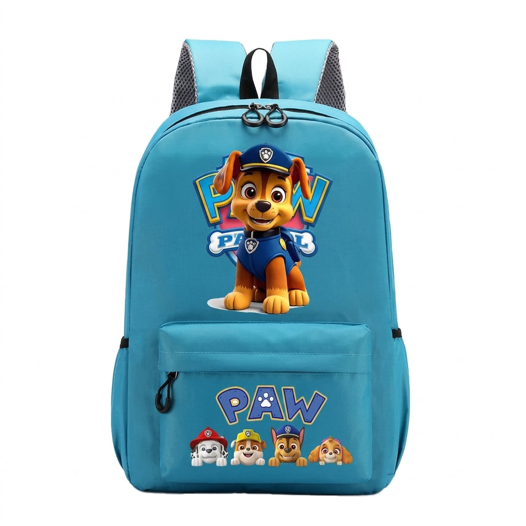 Sac à dos enfant bleu ciel Pat Patrouille avec grand motif Chase sur la face