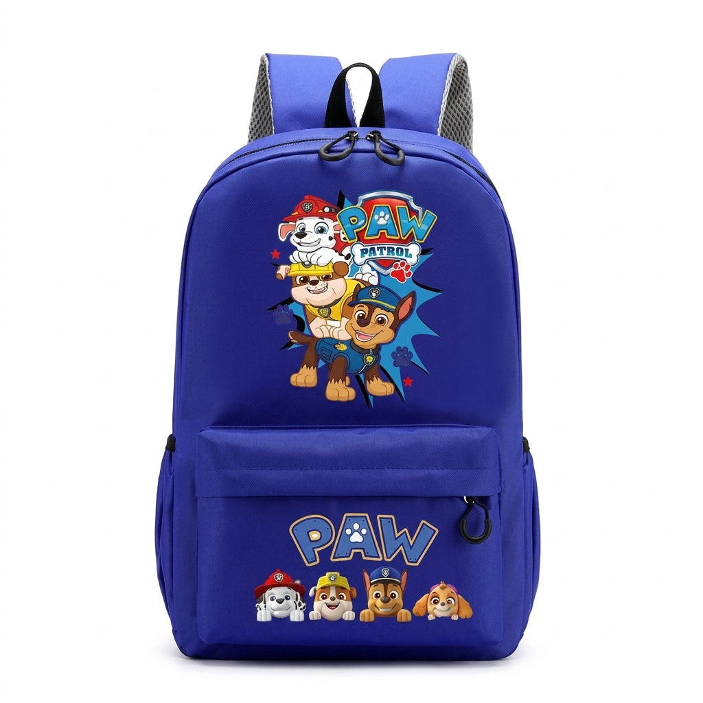 Sac à dos bleu Pat Patrouille avec personnages et logo, bretelles réglables
