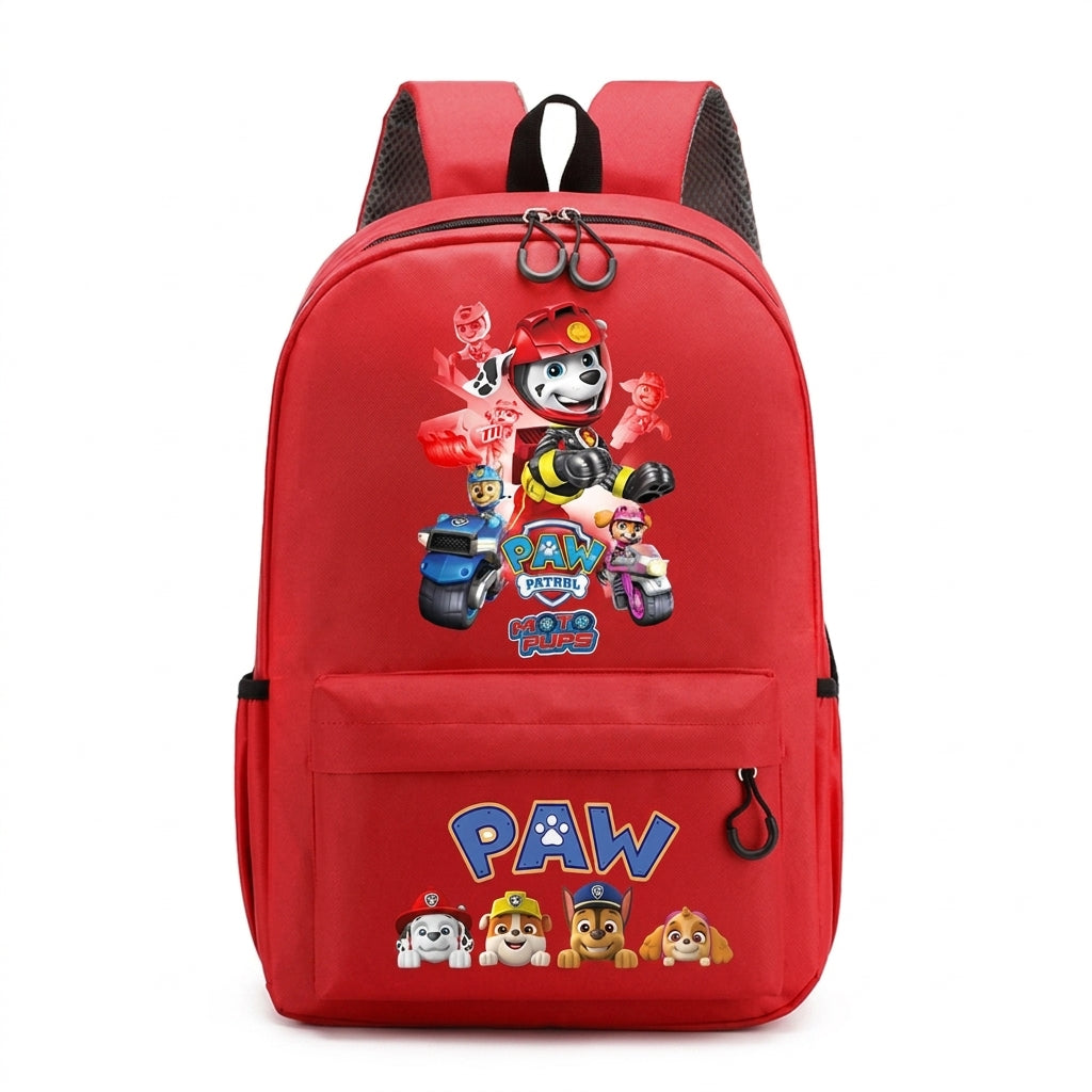 Sac à dos enfant rouge avec motif Pat Patrouille, poche latérale et bretelles réglables