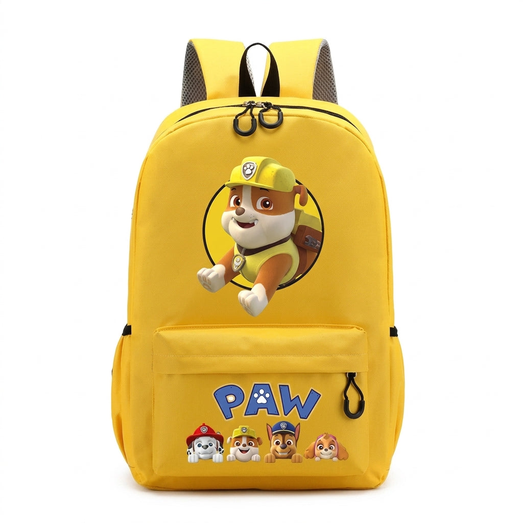 Sac à dos Pat Patrouille Ruben jaune, personnage et logo Pat’ Paw sur le devant