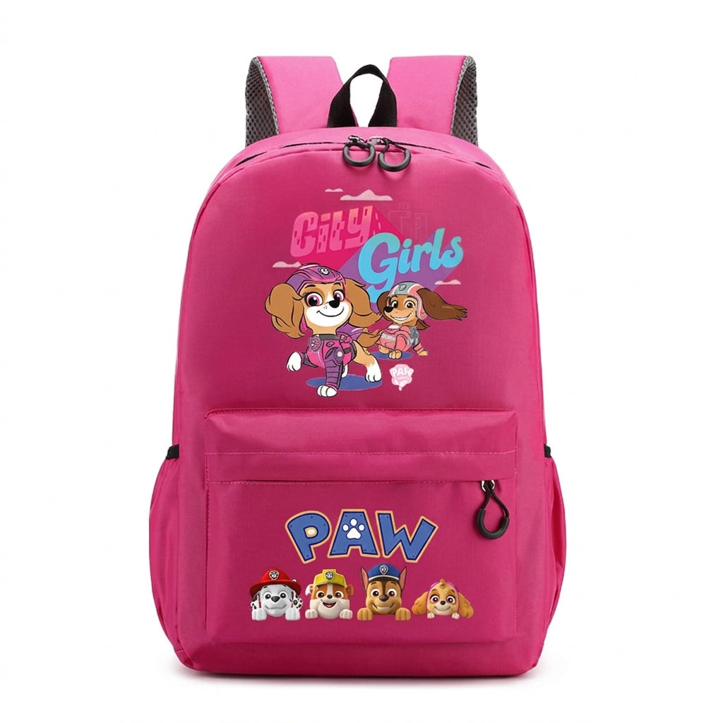 Sac à dos Pat Patrouille rose à motif, fermeture à rabat et bretelles réglables