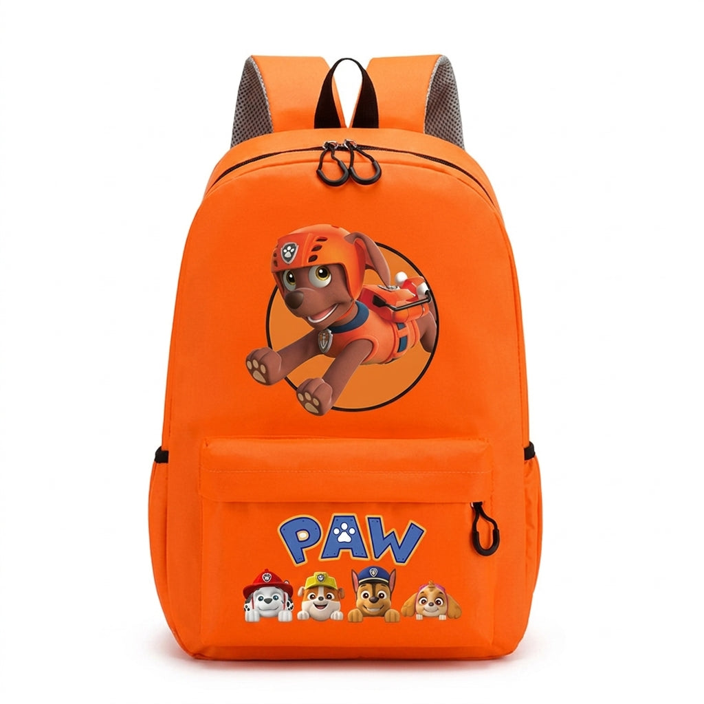 Sac à dos Pat Patrouille orange motif Zuma, fermeture éclair et bretelles réglables