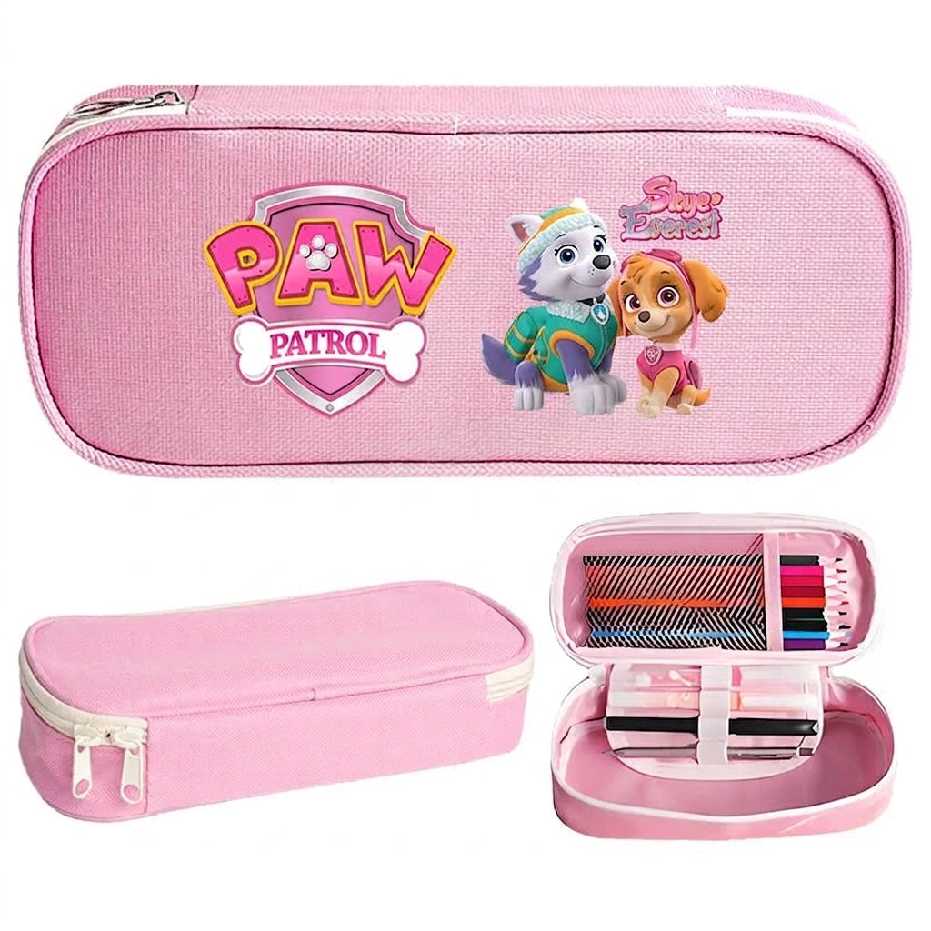 Trousse rose Pat Patrouille avec motif PAW Patrol et fermeture éclair.