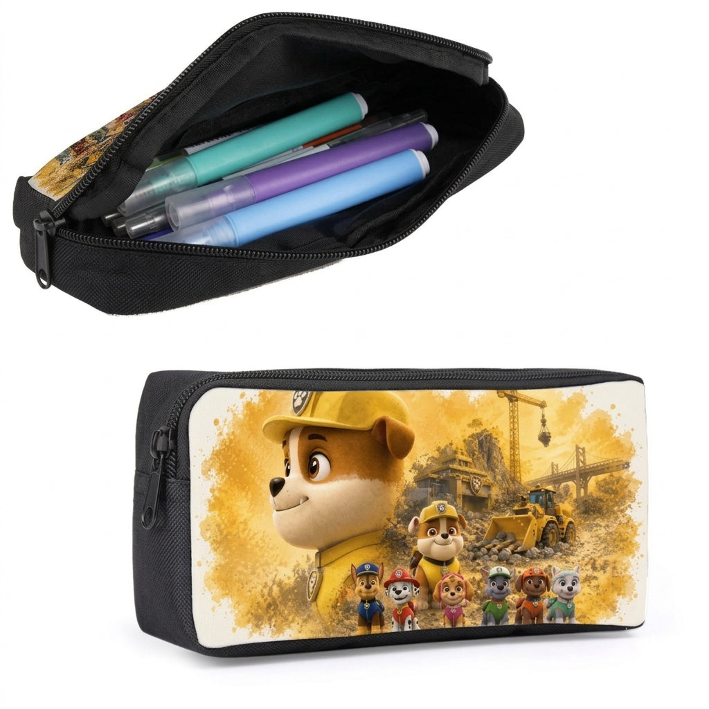 Trousse Pat' Patrouille noire à panneau imprimé, Ruben peint à l'aquarelle sur le chantier