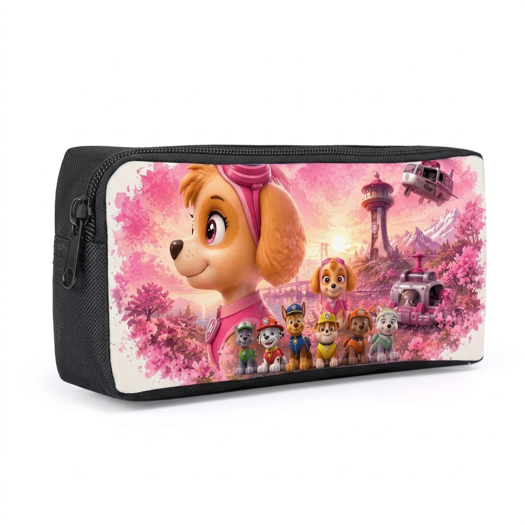 Trousse Pat' Patrouille noire à panneau imprimé, Stella sous les fleurs de cerisier