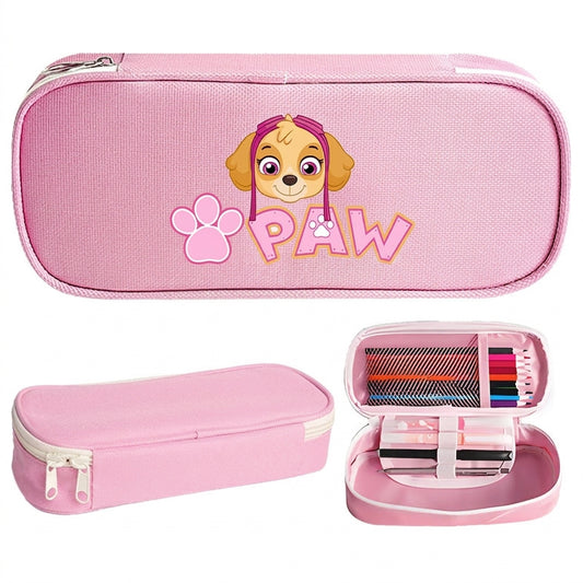 Trousse rectangulaire rose clair avec fermeture éclair et motif Pat’ Paw sur le devant