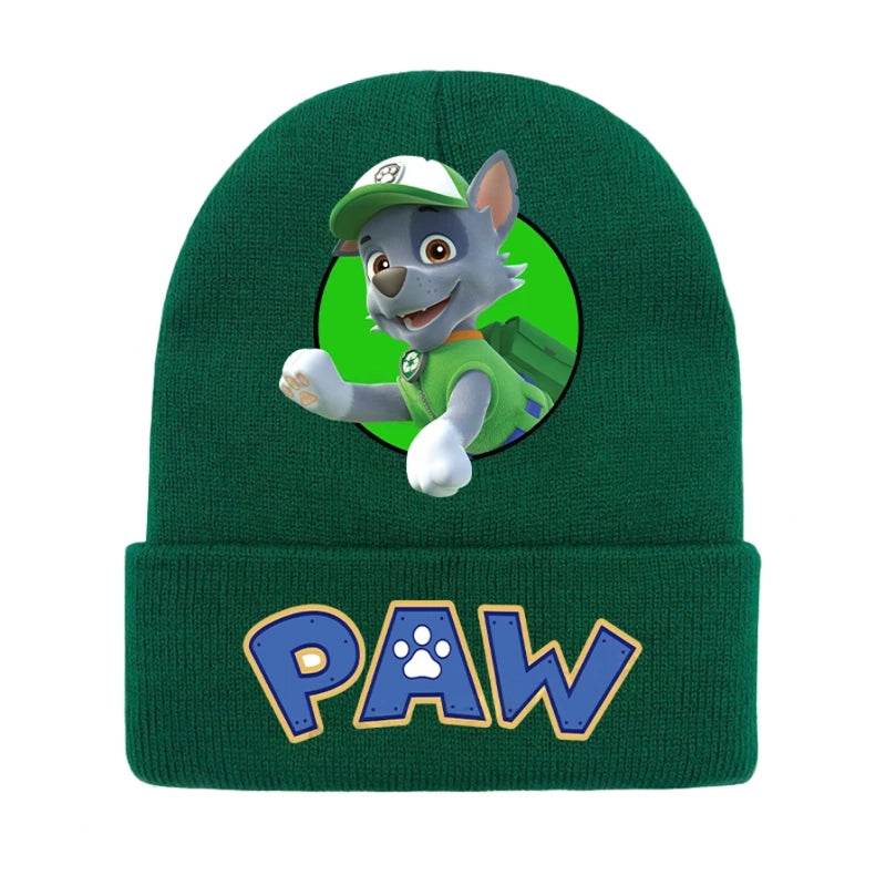 Bonnet Pat Patrouille vert avec écusson «Paw» et personnage Rocky