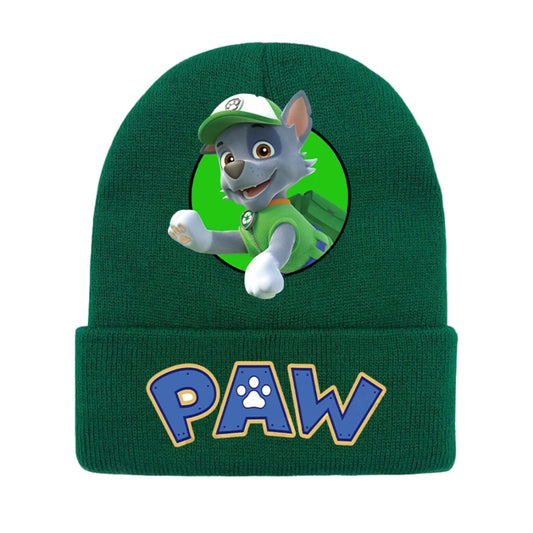 Bonnet Pat Patrouille vert avec écusson «Paw» et personnage Rocky